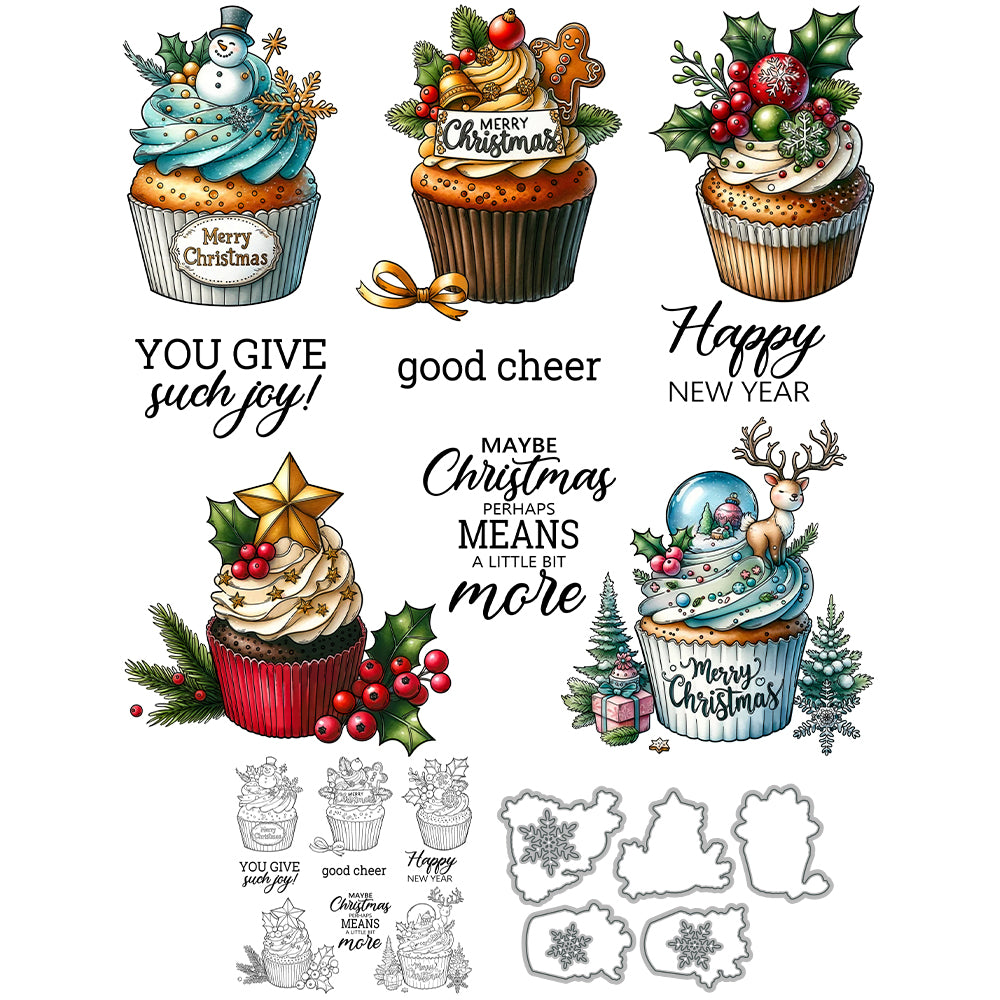 Christmas Delicious Cupcakes Dies & Stamps Set
