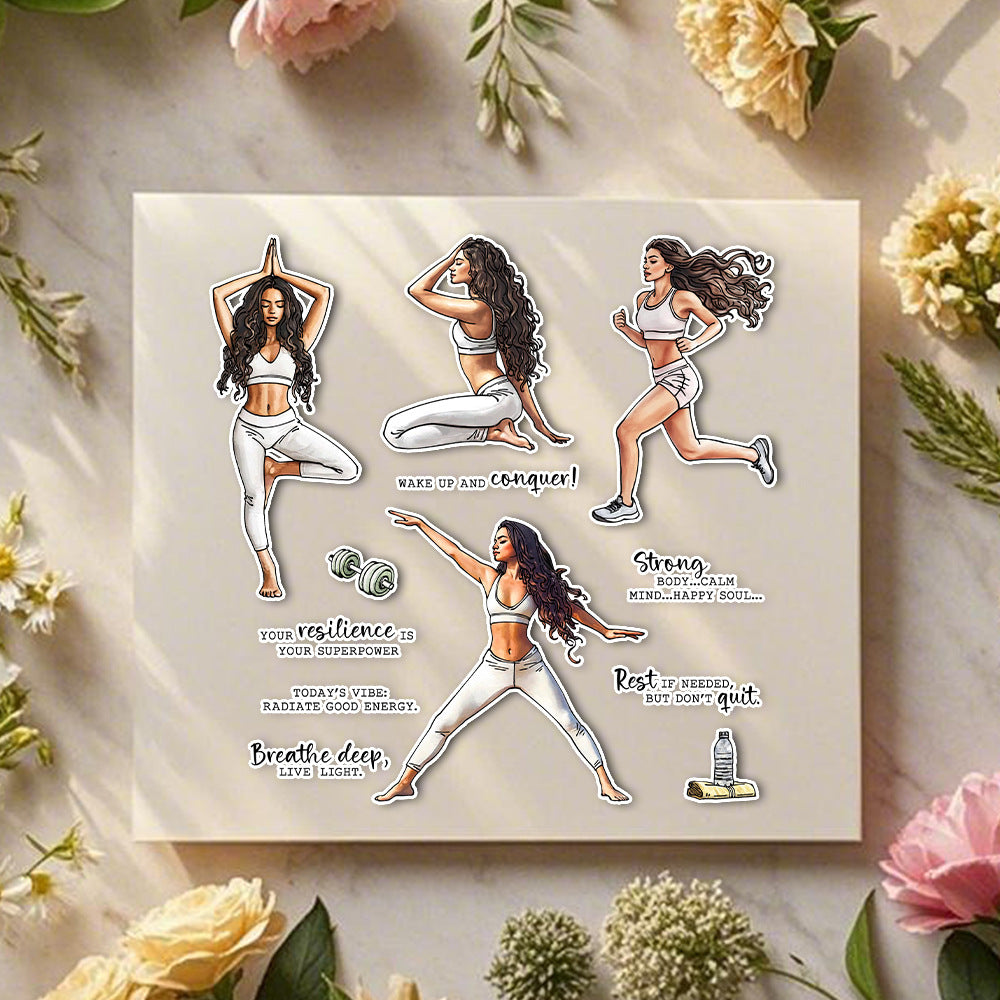 Girls Exercise Yoga Clear Stamps