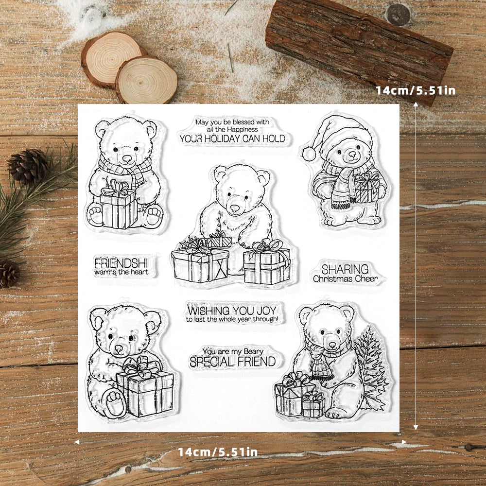 Cute Polar Bear Christmas Gift Dies & Stamps Set