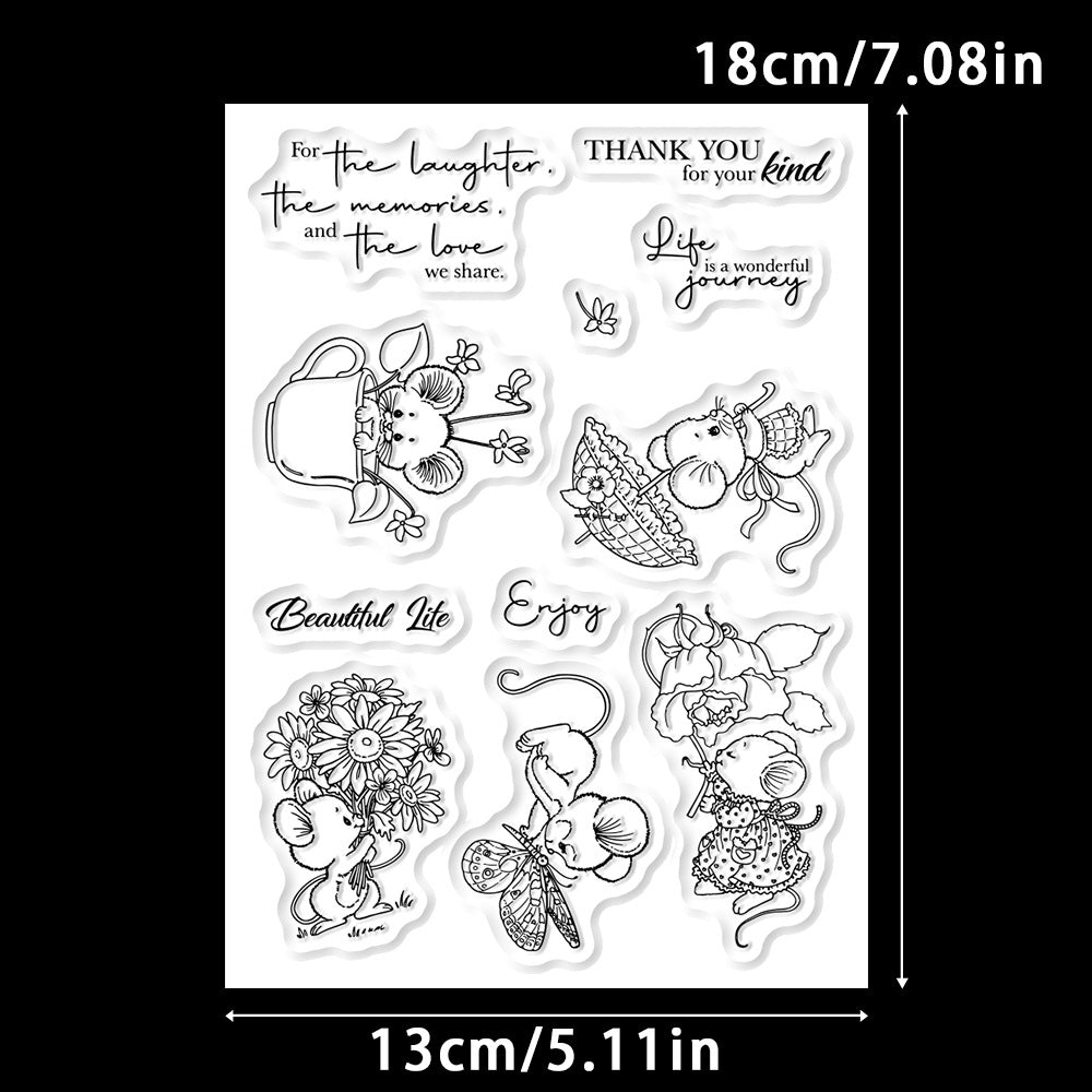 Mouse Flowers Dies & Stamps Set