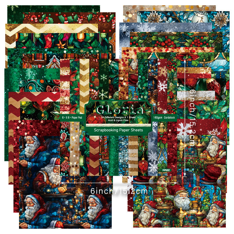 24PCS 6" Gloria Scrapbook Paper & Cardstock