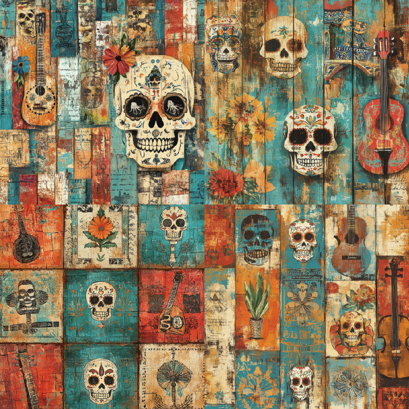 24PCS 6" Skull Scrapbook Paper & Cardstock