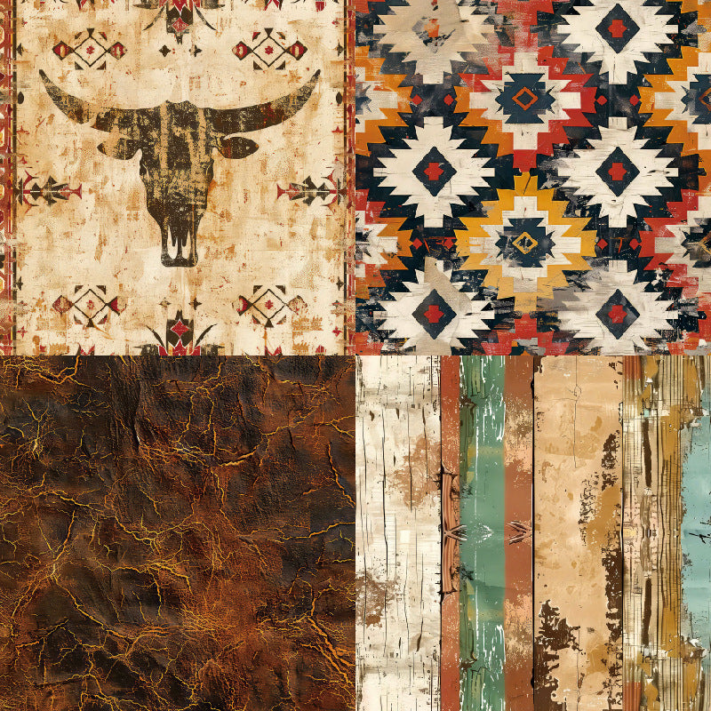 24PCS 6" Western Scrapbook Paper & Cardstock