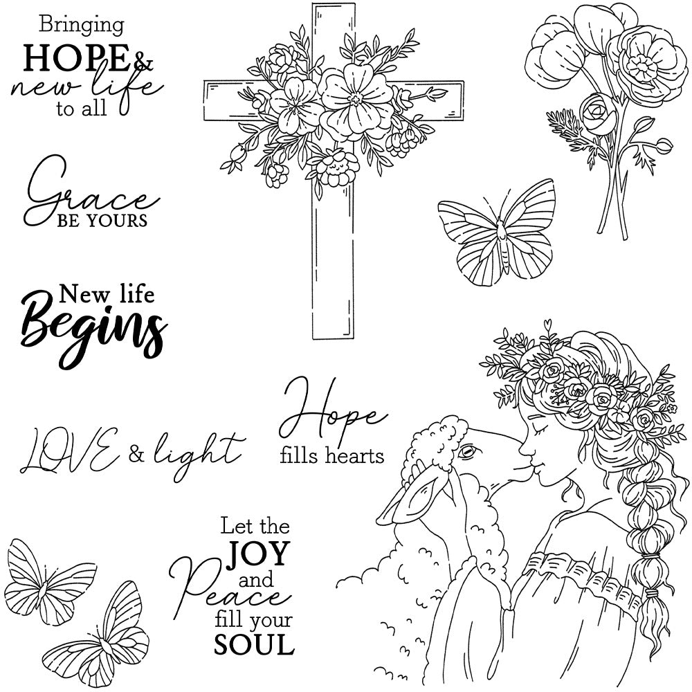 Girl Cross Flower Dies & Stamps Set