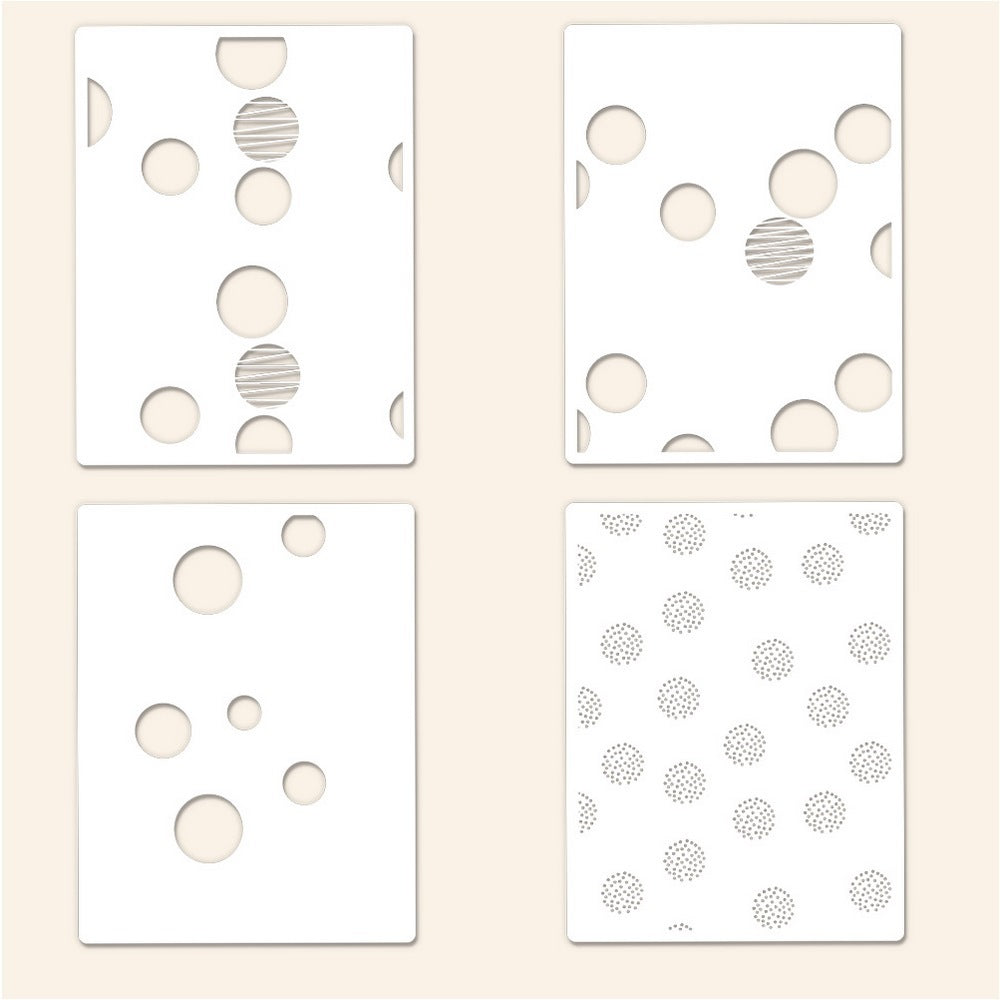 4 PCS Polka Dots Pattern DIY Painting Hollow Stencil