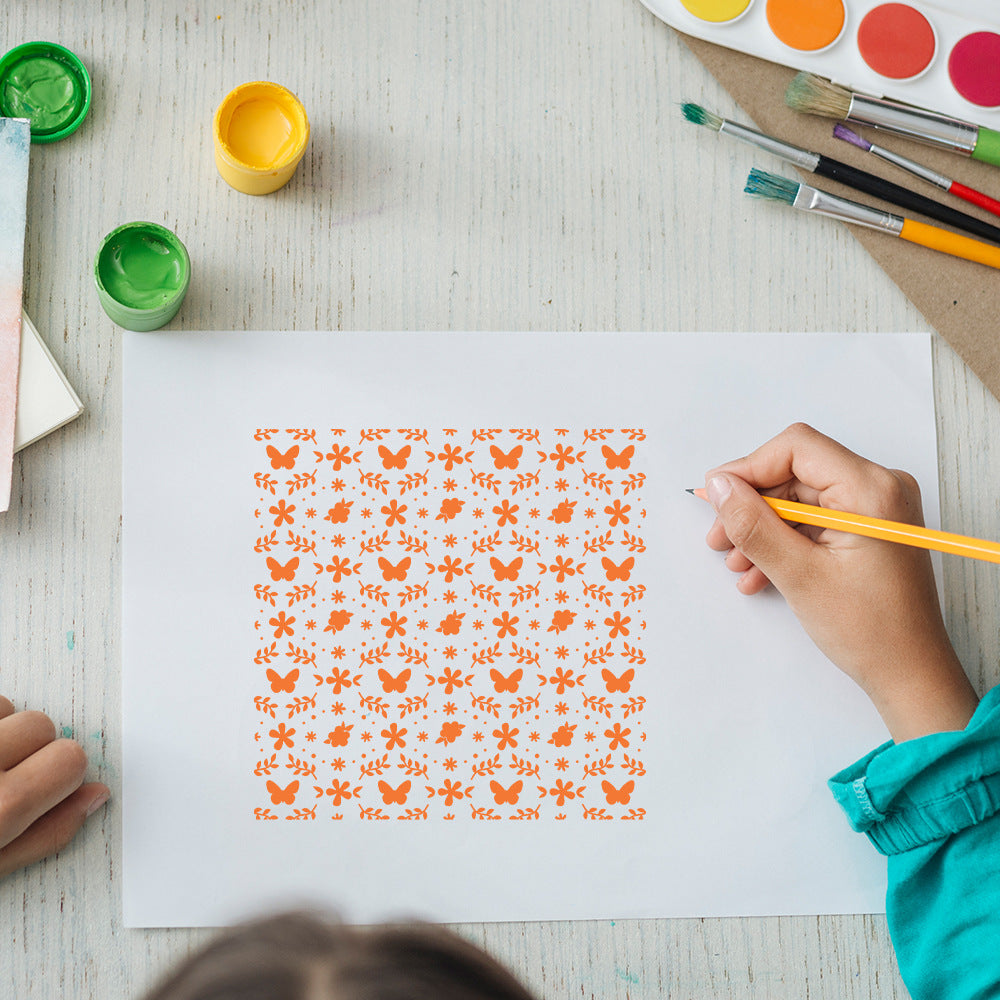 2 PCS Floral Butterfly Pattern DIY Painting Hollow Stencil