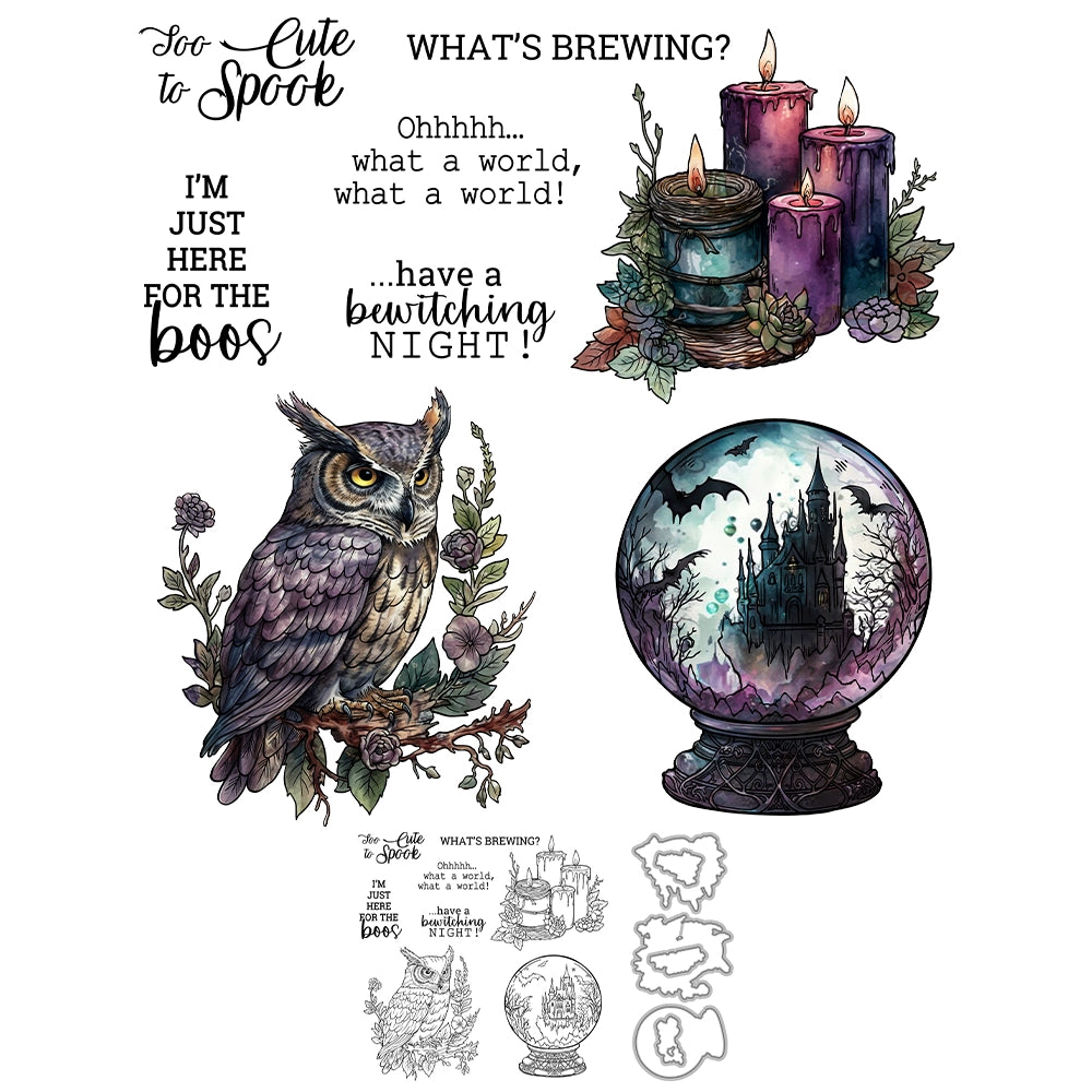 Magic Crystal Ball Owl Dies & Stamps Set