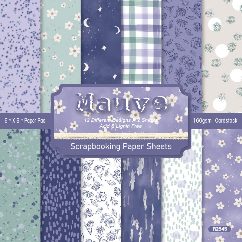 24PCS 6" Mauve Scrapbook Paper & Cardstock