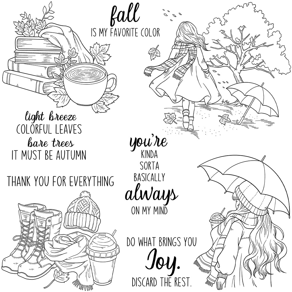 Autumn Warm Girl Clear Stamps