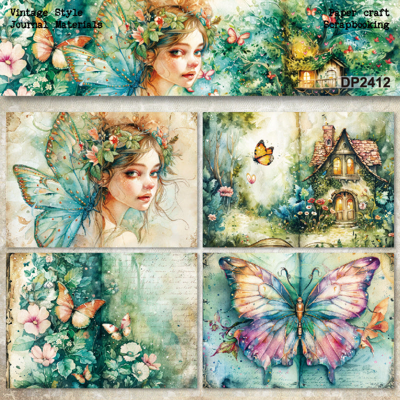A5 Butterfly Fairy Scrapbooking Paper