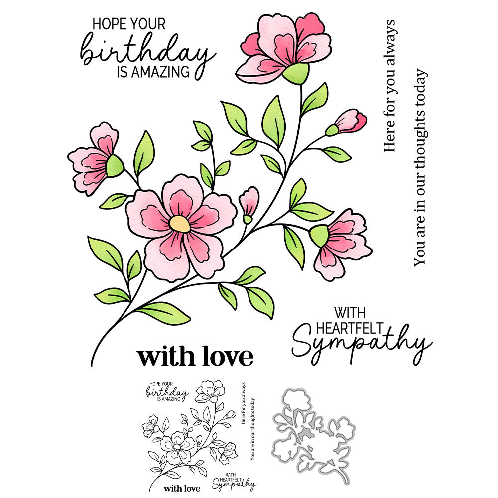 Spring Flowers Dies & Stamps Set