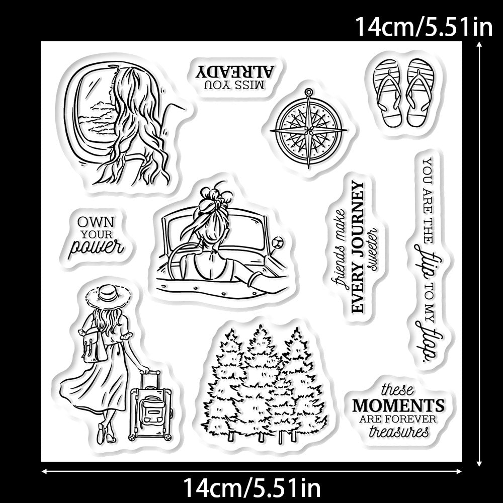 Travel Girl Clear Stamps