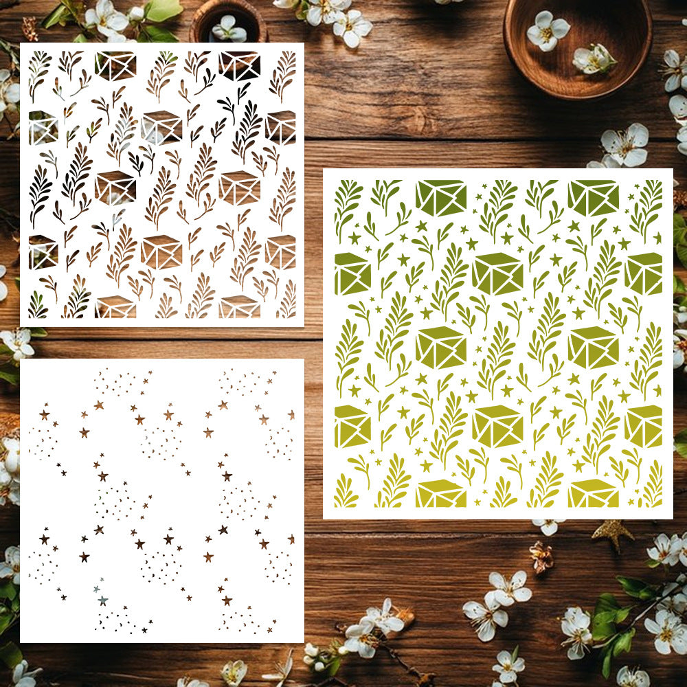 2 PCS Decorative Background DIY Painting Hollow Stencil