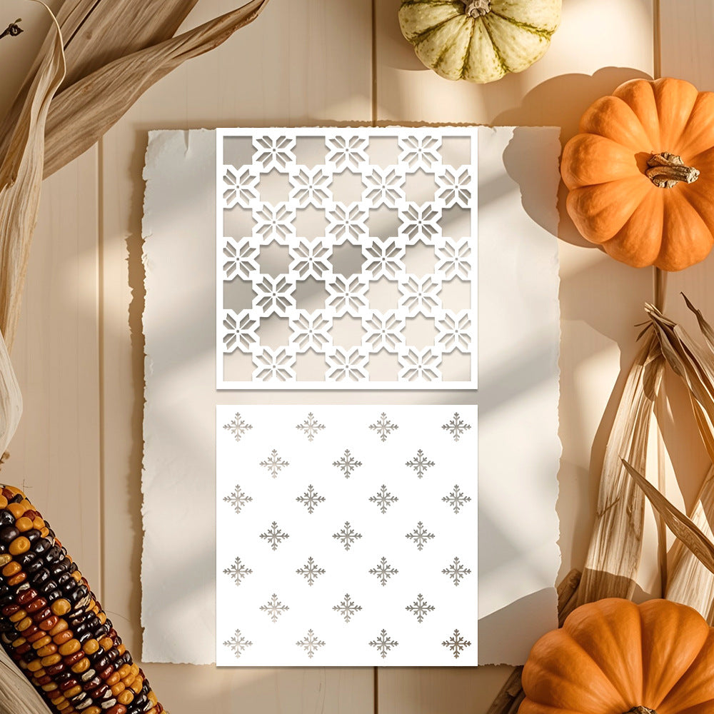 2 PCS Snowflake Pattern DIY Painting Hollow Stencil