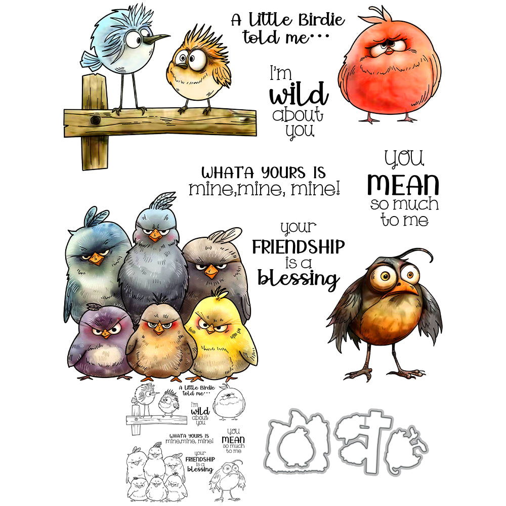 Funny Fat Bird Family Dies & Stamps Set