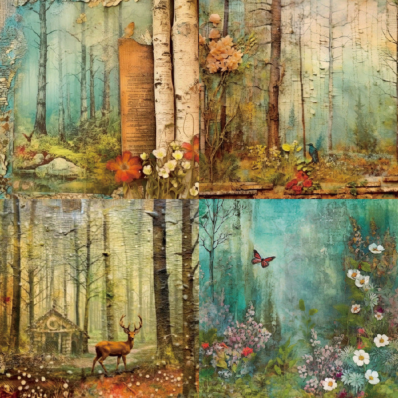 24PCS 6" Woodland Background Scrapbook Paper & Cardstock