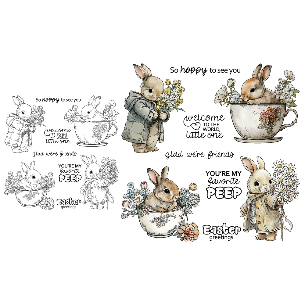 Cute Easter Bunny Dies & Stamps Set