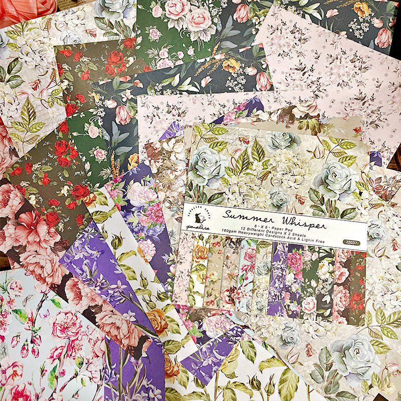 24PCS 6" Flower Wallpaper Theme Scrapbook Paper & Cardstock