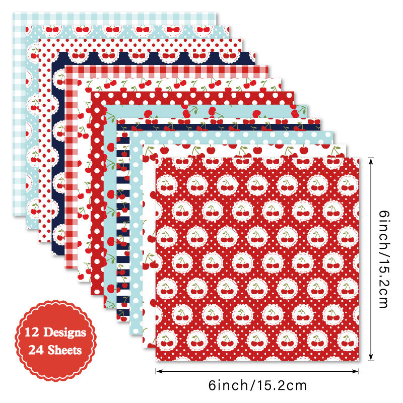 24PCS 6" Cherry Scrapbook Paper & Cardstock