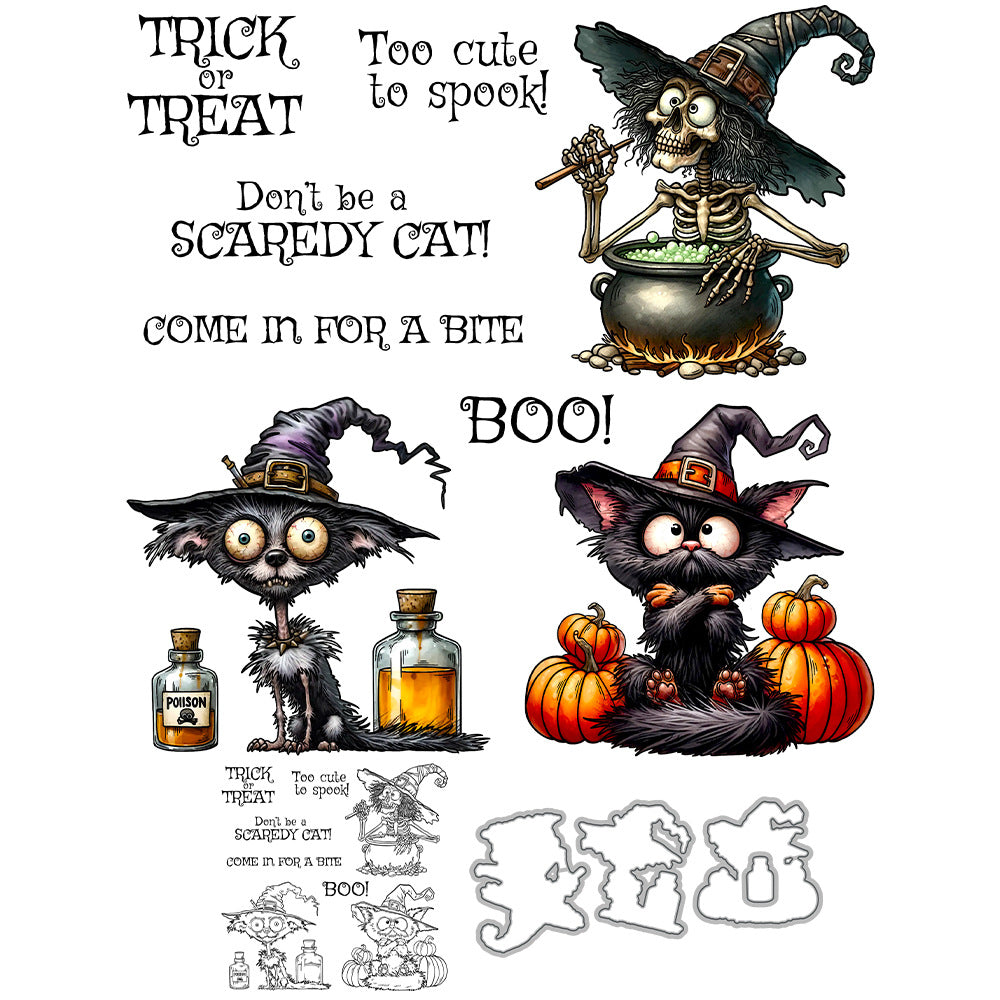Halloween Cute Cat Dies & Stamps Set