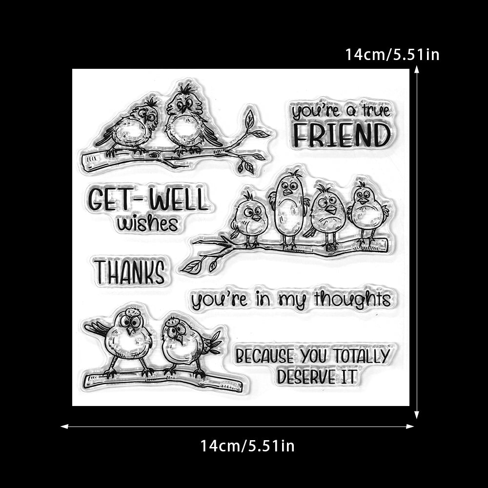 Cartoon Bird On A Branch Dies & Stamps Set