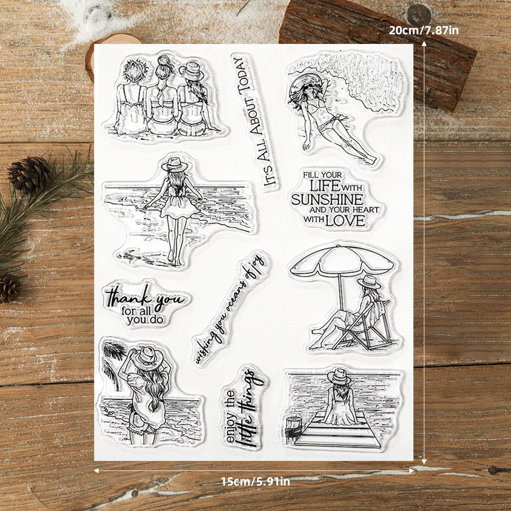 Summer Beach Girl Clear Stamps