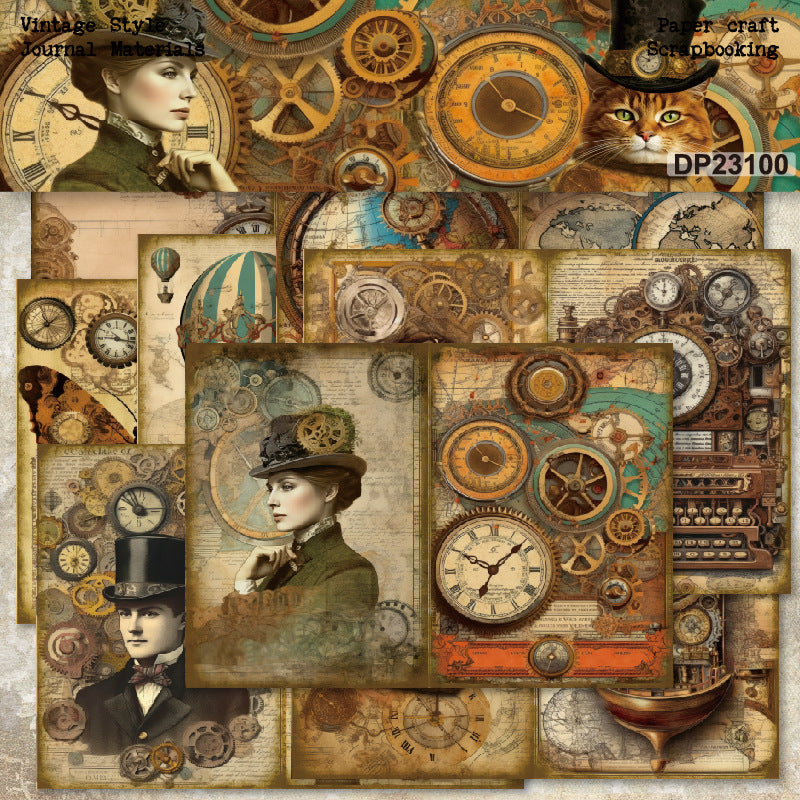 A5 Vintage Steampunk Scrapbook Paper