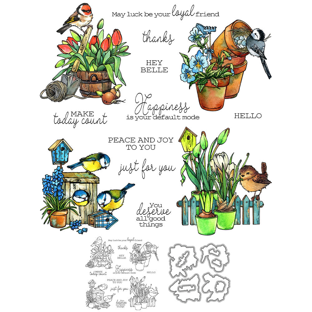 Flowers and Birds Dies & Stamps Set