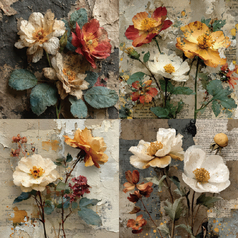 24PCS 6" Beautiful Flowers Scrapbook Paper & Cardstock