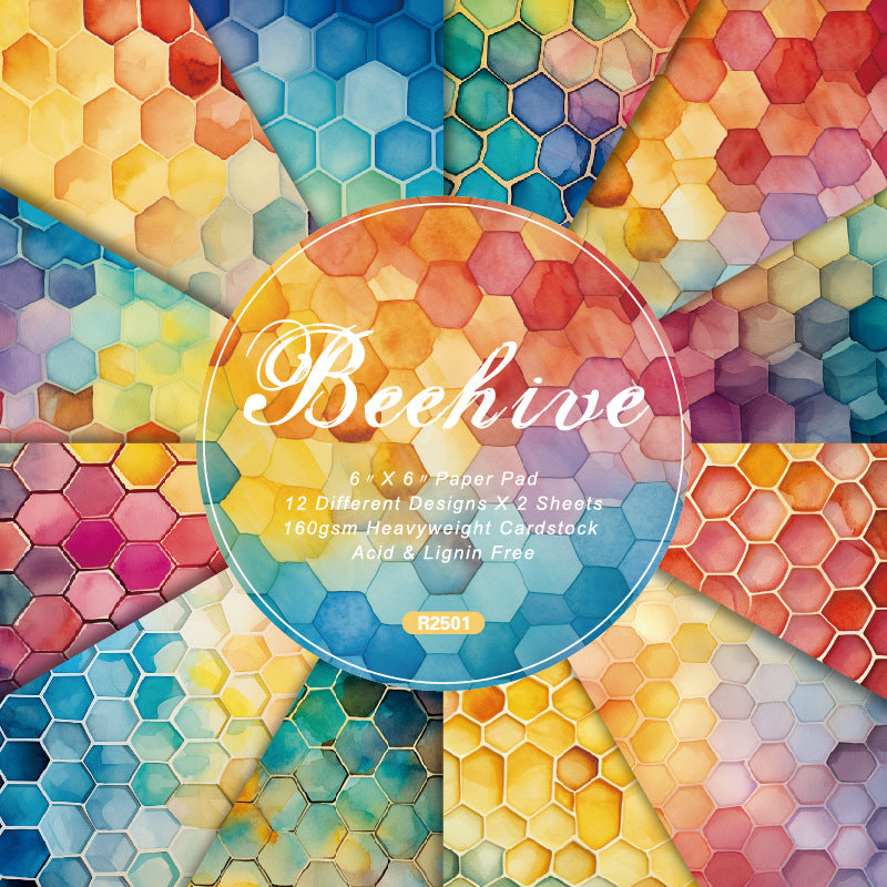 24PCS 6" Beehive Scrapbook Paper & Cardstock