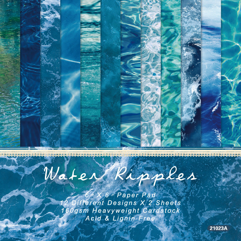 24PCS 6" Water Ripples Scrapbook Paper & Cardstock