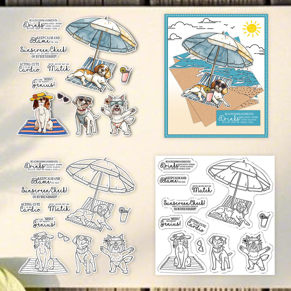 Puppy Beach Vacation Clear Stamps