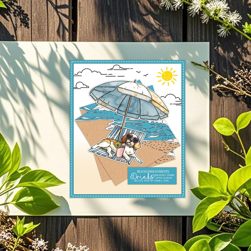 Puppy Beach Vacation Clear Stamps