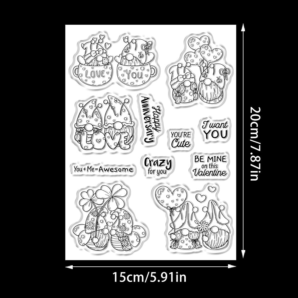 Valentine's Day Cute Gnomes Dies & Stamps Set