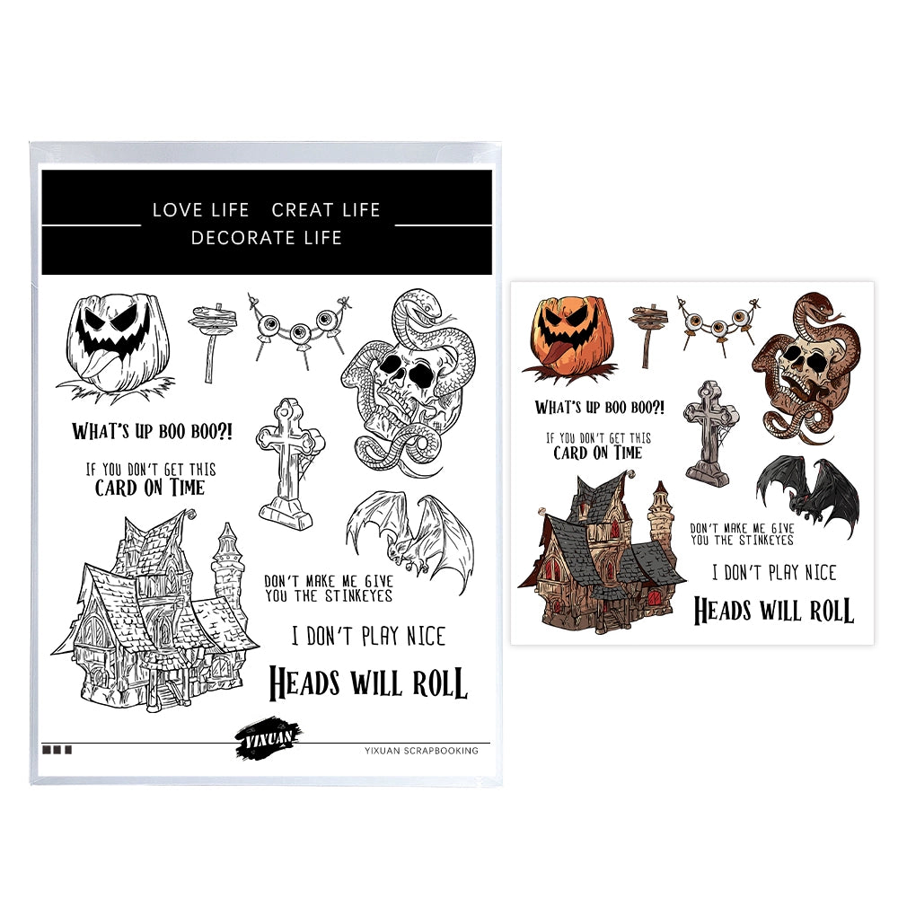Skull Pumpkin Castle Snake Dies & Stamps Set