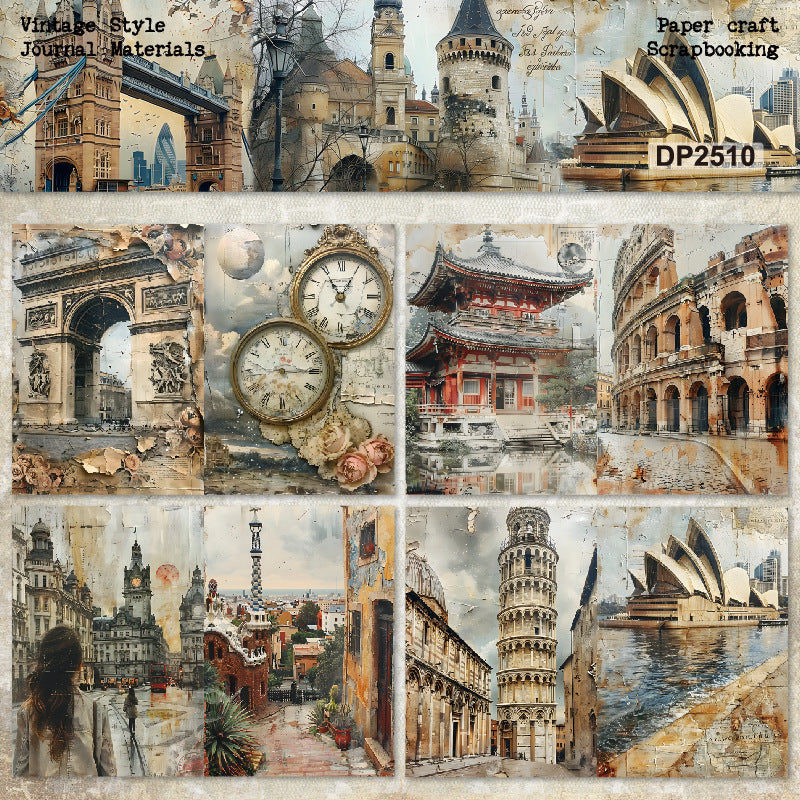 A5 Retro Architecture Journal Scrapbook Paper