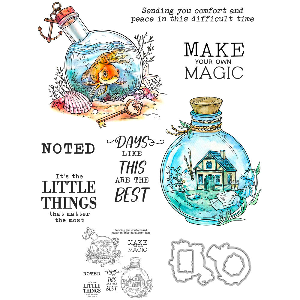 Glass Bottle Dies & Stamps Set