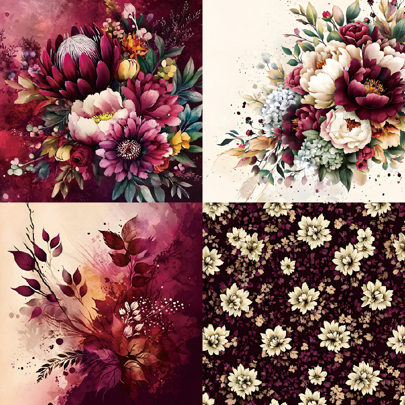 24PCS 6" Flowers Scrapbook Paper & Cardstock