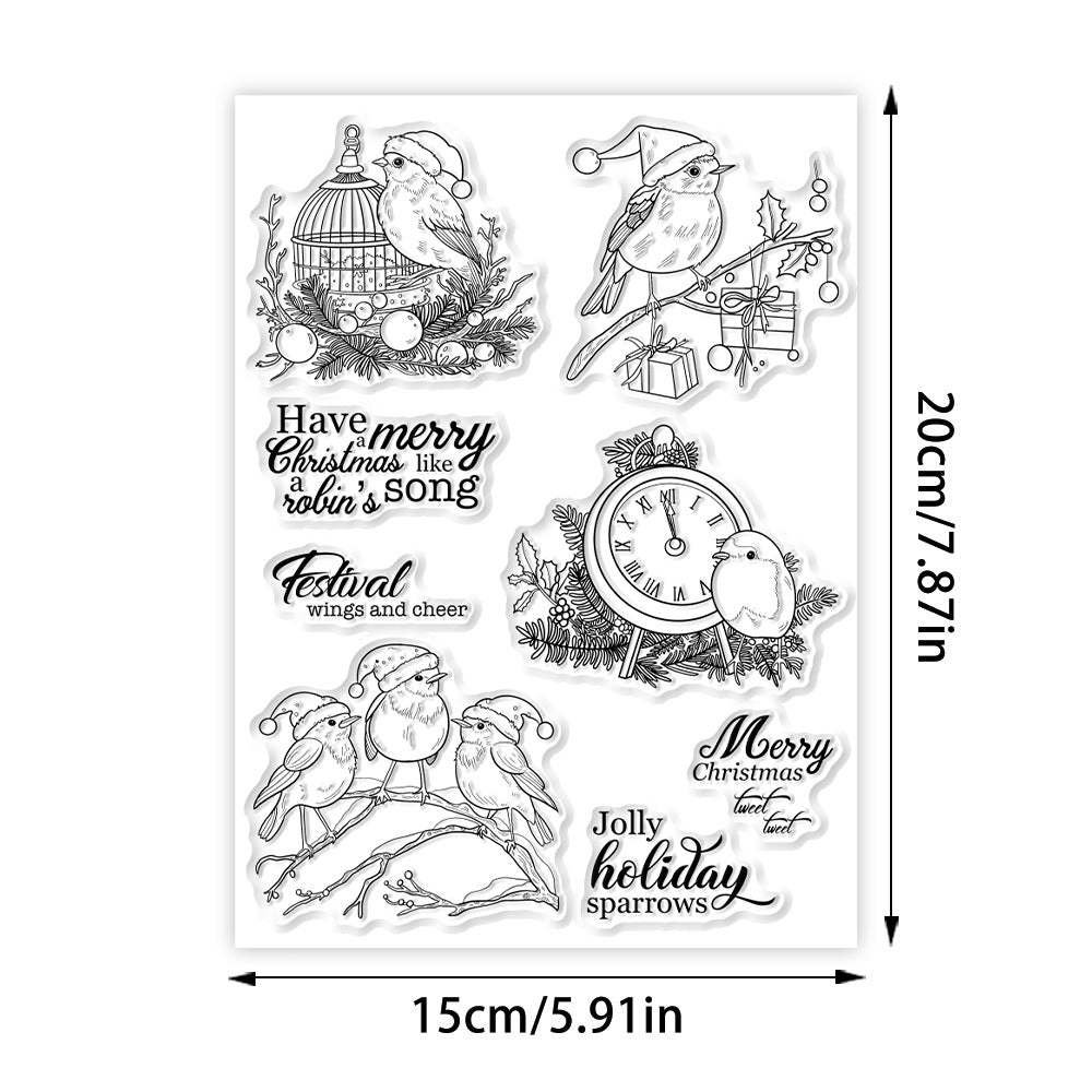 Christmas Bird On Branch Clear Stamps