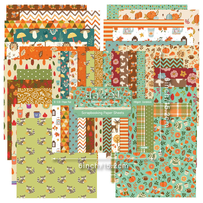 24PCS 6" Hazel Scrapbook Paper & Cardstock
