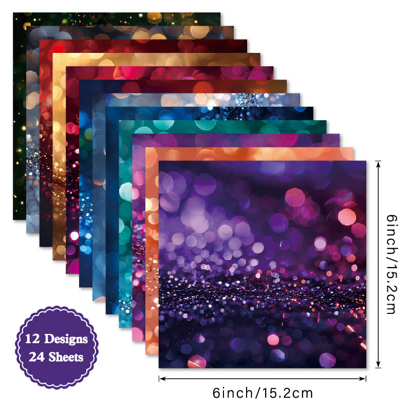 24PCS 6" Glimmer Scrapbook Paper & Cardstock