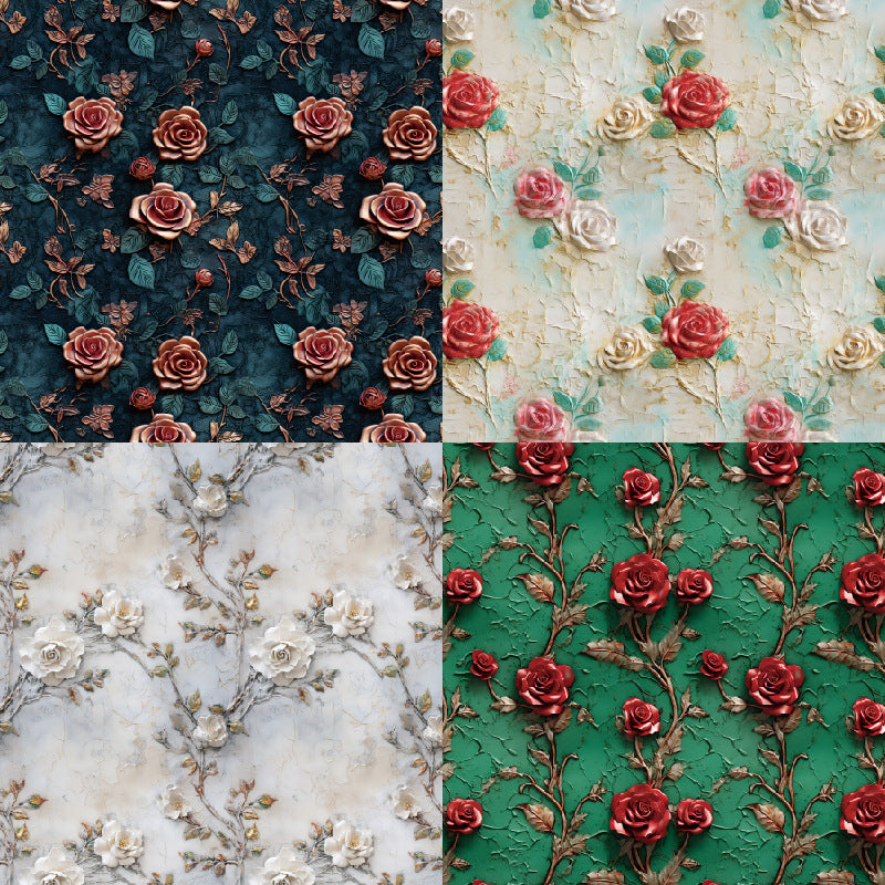 24PCS 6" Roses Scrapbook Paper & Cardstock
