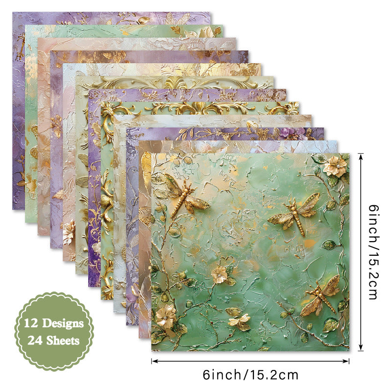 24PCS 6" Dragonfly Scrapbook Paper & Cardstock