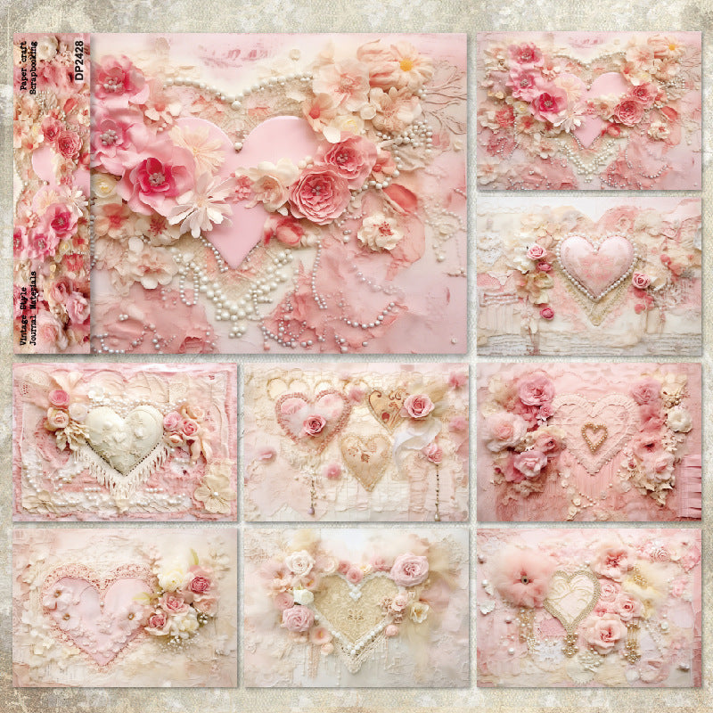 A5 Pink Flowers DIY Scrapbook Paper