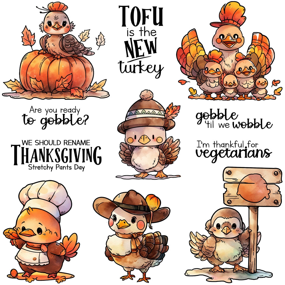 Thanksgiving Cute Turkey Dies & Stamps Set