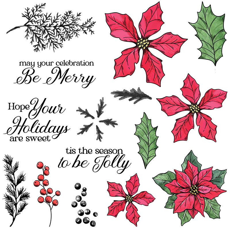 Christmas Poinsettia Dies & Stamps Set