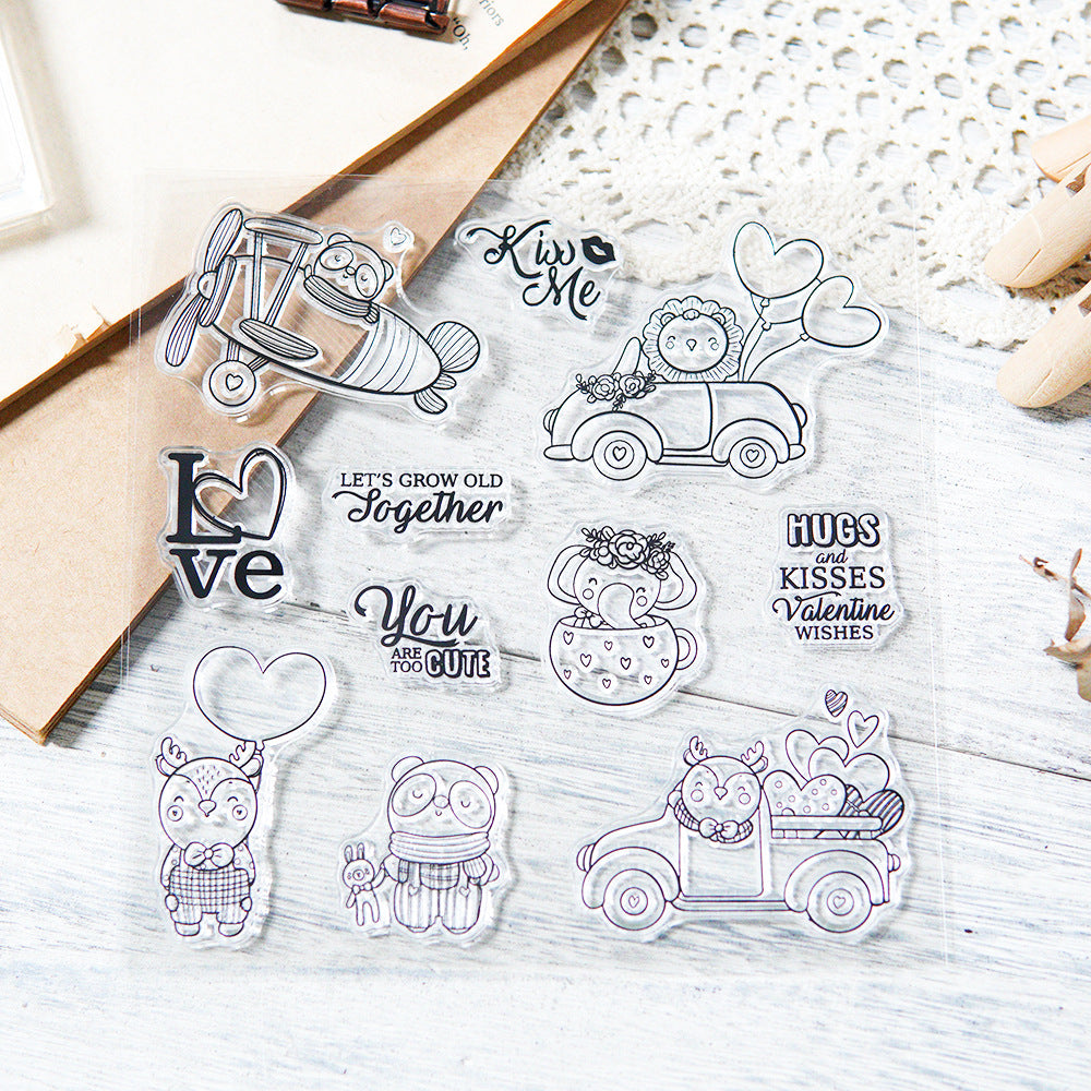 Valentine's Day Animals and Cars Clear Stamps