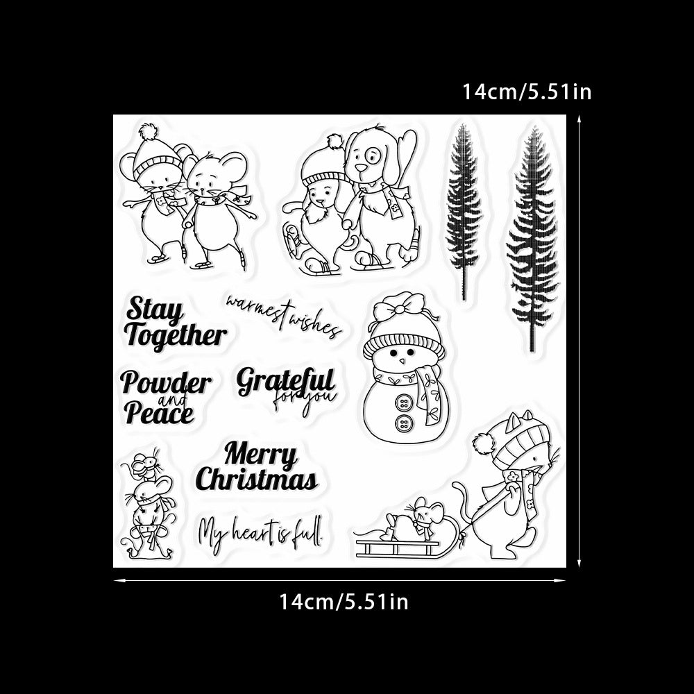 Winter Skiing Animals Dies & Stamps Set