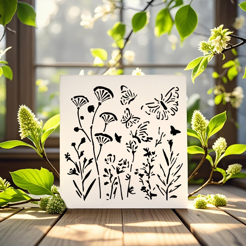 Flowers and Butterflies DIY Painting Hollow Stencil
