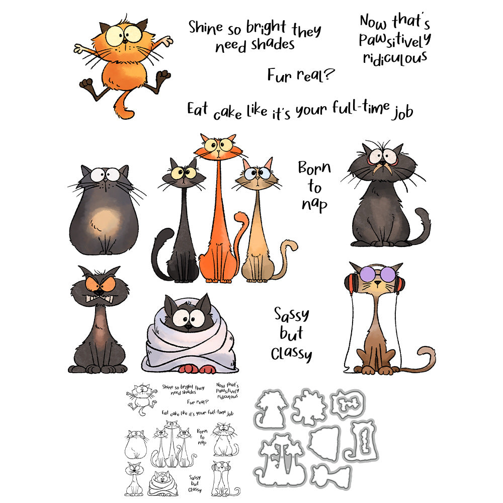 Funny Cats Dies & Stamps Set